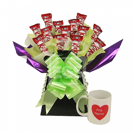 18 Kit Kat with Anyname Heart Mug Bouquet