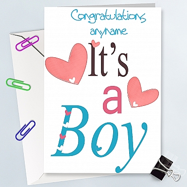 Congrantulation On A Boy - Personalised Cards