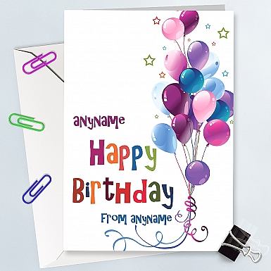 Happy Birthday Balloons - Personalised Cards