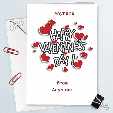 Valentines Day Hearts-Personalised Card