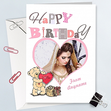 Happy Birthday Heart Photo Card - Personalised Card