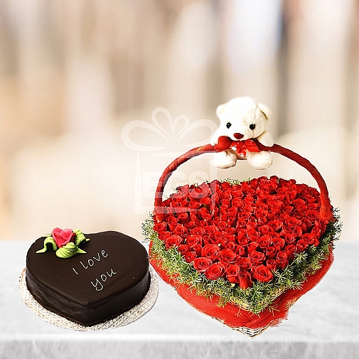 Chocolate Heart with Roses Heart