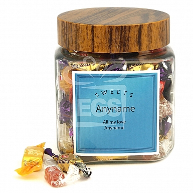 Personalised Assorted Candies Jar-Blue Sweets