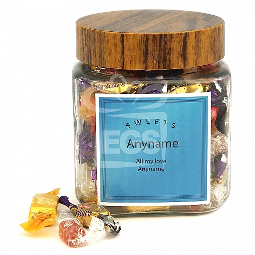 Personalised Assorted Candies Jar-Blue Sweets