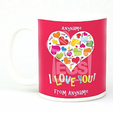 I Love You-Hearts-Personalised mug