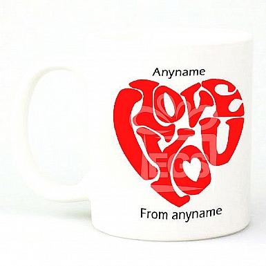 I Love You Heart-Personalised Mug