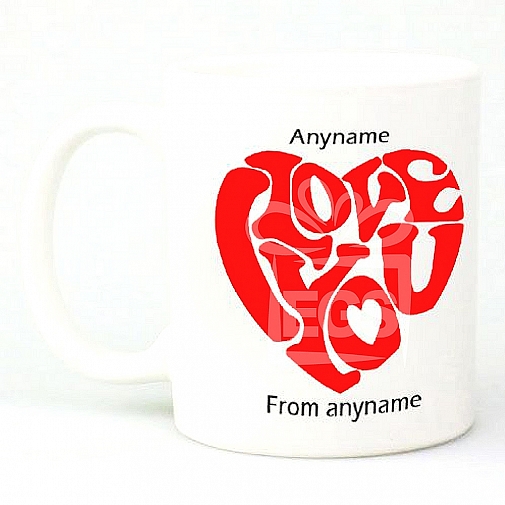 I Love You Heart-Personalised Mug
