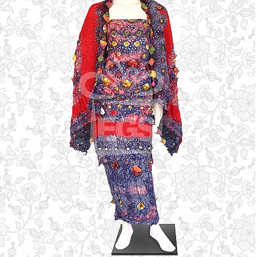 Marble Dye Linen Churi Dress-Unstitched