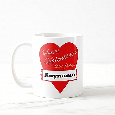 Personalised Happy Valentine Heart Mug