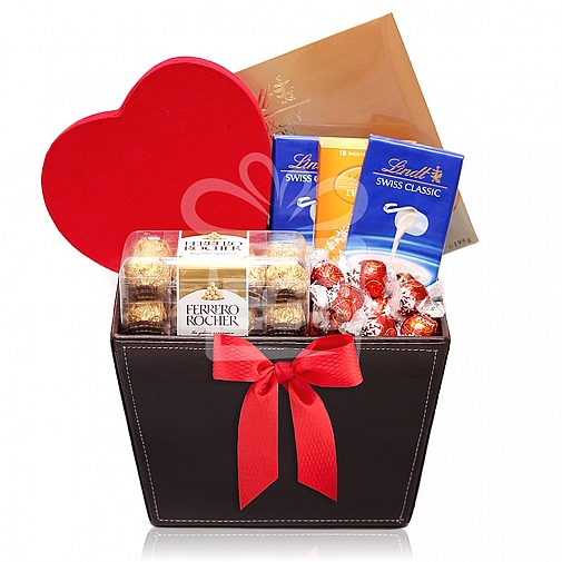 The Chocolate Lovers Leather Basket Hamper