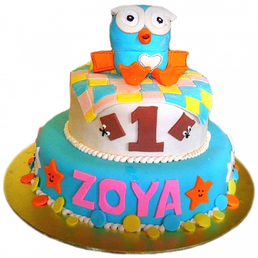8Lbs Three Tier Owl Cake - Kitchen Cuisine