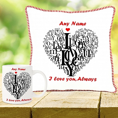 Typographic heart-Personalised Gift Combo