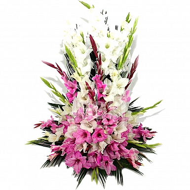 White and Pink Gladiolus Basket