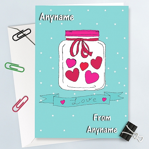 Hearts in Jar-Personalised Card