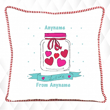 Hearts in Jar - Personalised Cushion