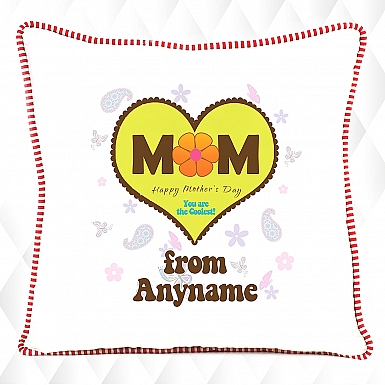 I Love Mom Green Heart Design - Personalised Cushion