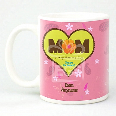 I love Mom Pink Color Heart Design - Personalised Mug