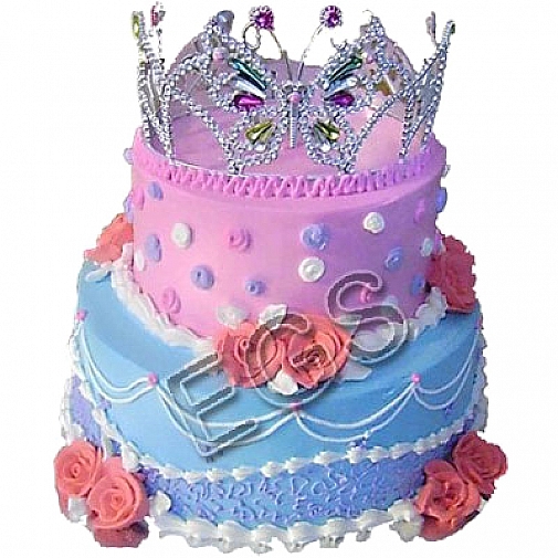 6Lbs Princess Crown Two Tier Cake - Redolence Bake Studio