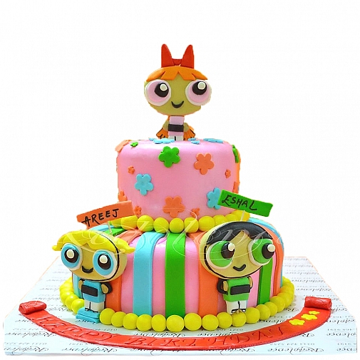 6Lbs Power Puff Themed Cake - Redolence Bake Studio