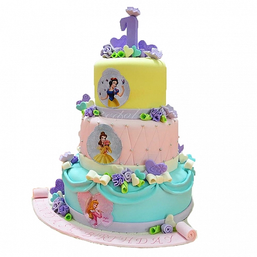 10Lbs Princess Themed 3 Tiers Cake - Redolence Bake Studio