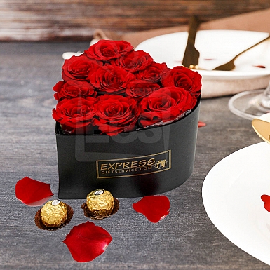 12 Red Roses In Signature Heart Box