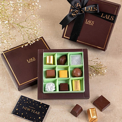 9 Chocolates in Brown Box from Lals