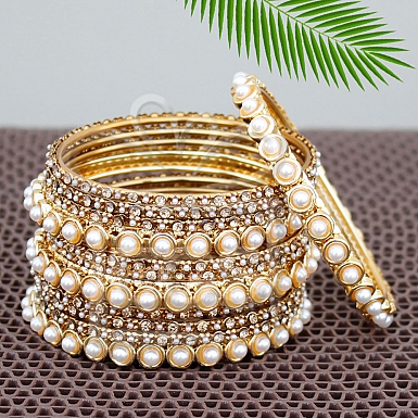 Golden Pearl Matching Bangles Set