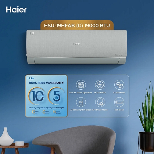 Haier HSU-19HFAB (Grey) 1.5-Ton DC Inverter T3