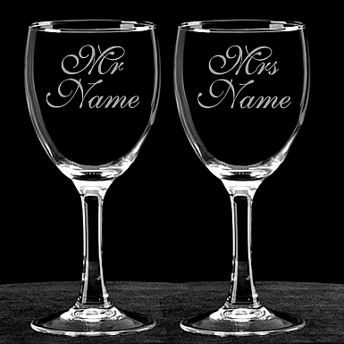 Personalised Mr And Mrs Name Glass