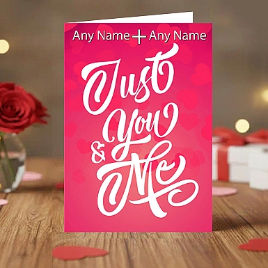 Personalised You And Me Valentine Card