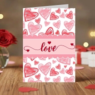 Pink Hearts Valentine Card
