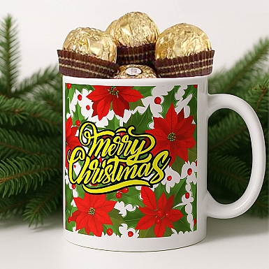 Poinsettia Mug with Ferrero Chocolates
