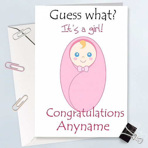 It is Baby Girl Congratulations - Personalised Cards 