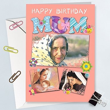 Happy Birthday Mum Photo Card - Personalised Card