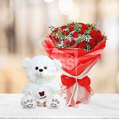 Exclusive Flowers and Bear