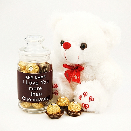 Love you Teddy with Personalised Jar