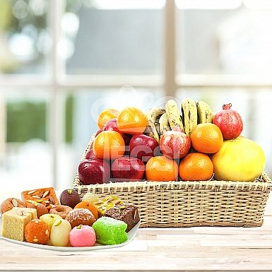 Fresh Seasonal Fruits + 2KG Mix Mithai