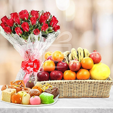 Fruit Mithai and Roses