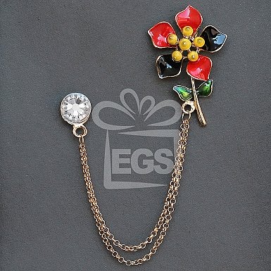 Double Chain Multicolor floral Brooch