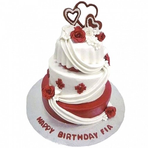 6Lbs Red and White Rose Cake - Kitchen Cuisine