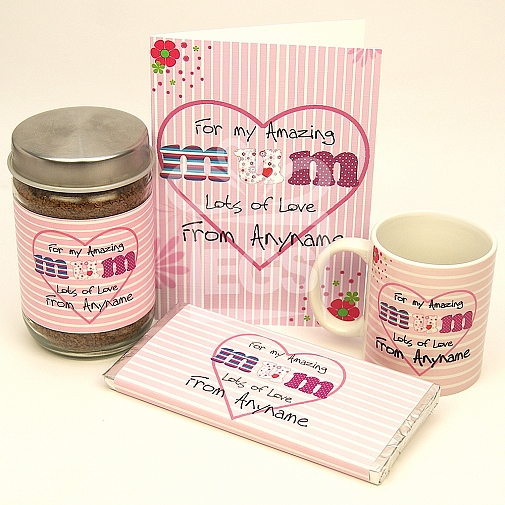 Amazing Mum Card + Coffee Jar + Mug + Chocolate Bar