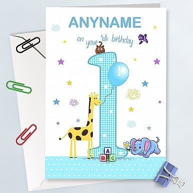 Baby Boy First Birthday Card