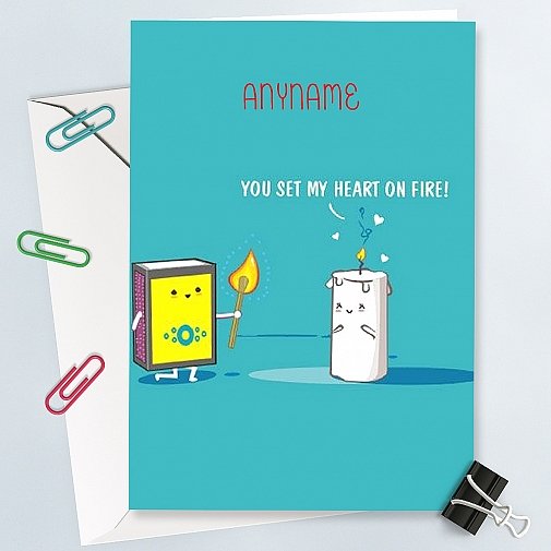 Heart on Fire - Personalised Card