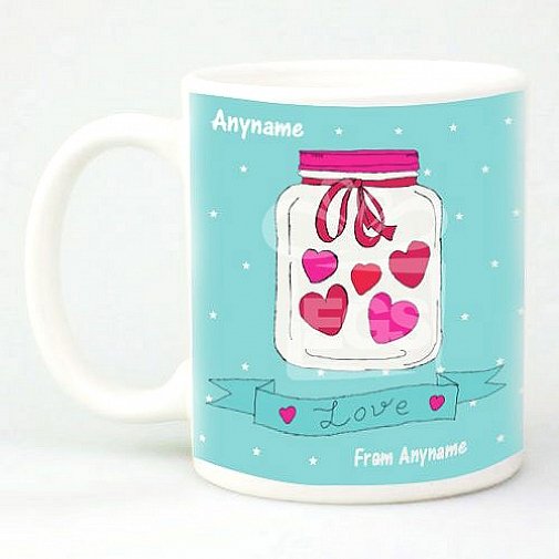Love Hearts in Jar - Personalised Mug