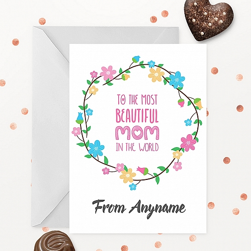 Most Beautiful Mom Personalised Card
