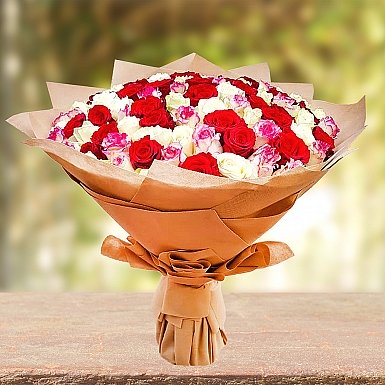 Tri-color Imported Roses Bouquet