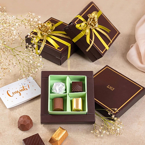 4 Chocolates in Brown Box from Lals